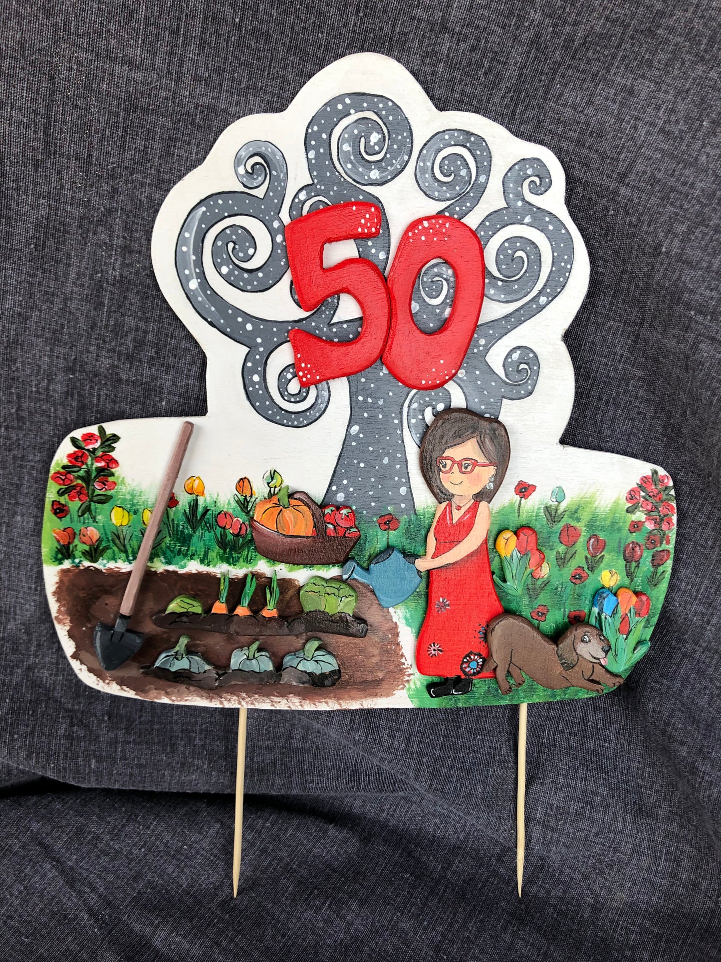 CAKE TOPPER IN LEGNO 50anni